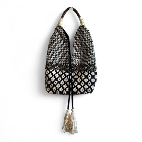 Anthropologie Monochrome Patterned Hobo Bag - Picture 1 of 6